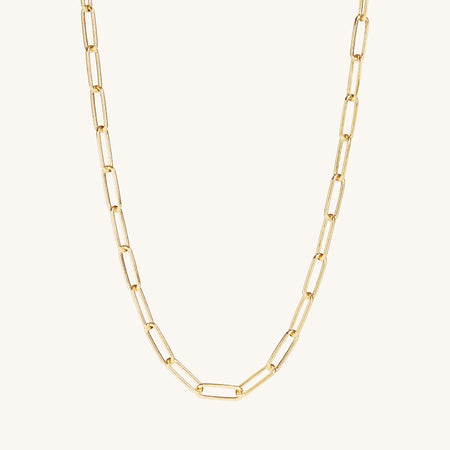 Paperclip Chain Necklace Gold